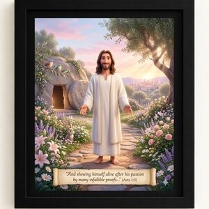 A.I. Jesus Resurrection Art Print 8x10 in Frame